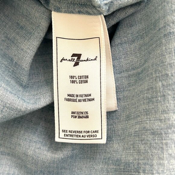 Seven For All Mankind Button Down Shirt Blue Chambray Size S - Picture 8 of 11